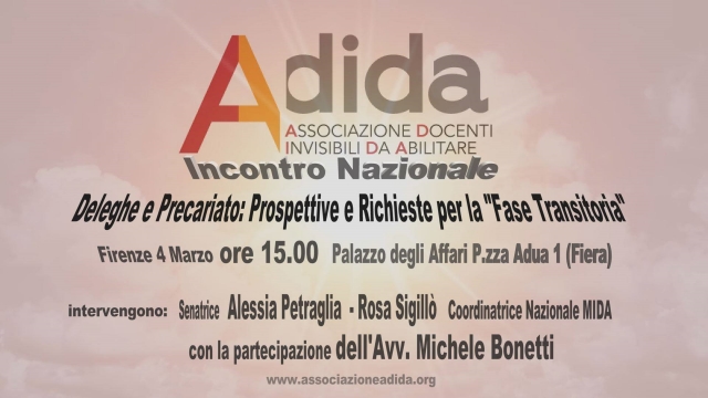 INCONTRO NAZIONALE ADIDA SABATO 4 MARZO 2017 A FIRENZE